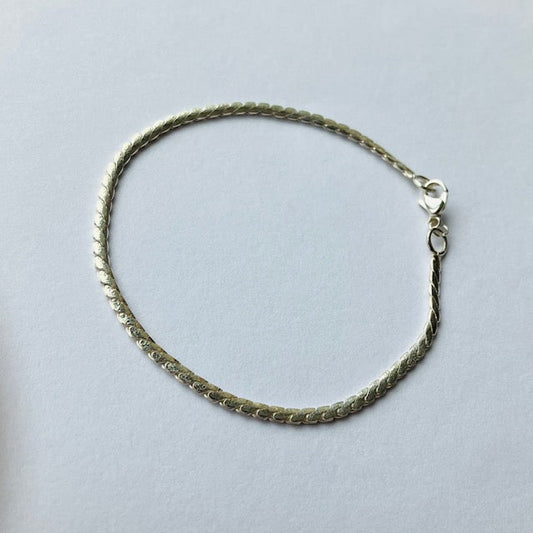 Sterling Silver925 Swage / Twist Chain Bracelet For Women