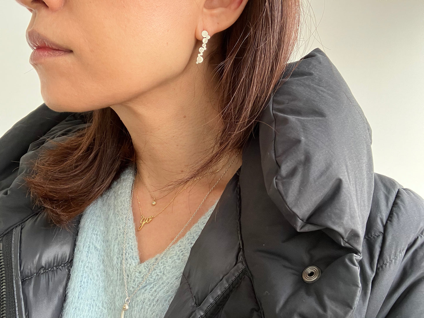 シルバー925・ バブルシャワー・ フロート・艶消し・ユニーク・ピアス