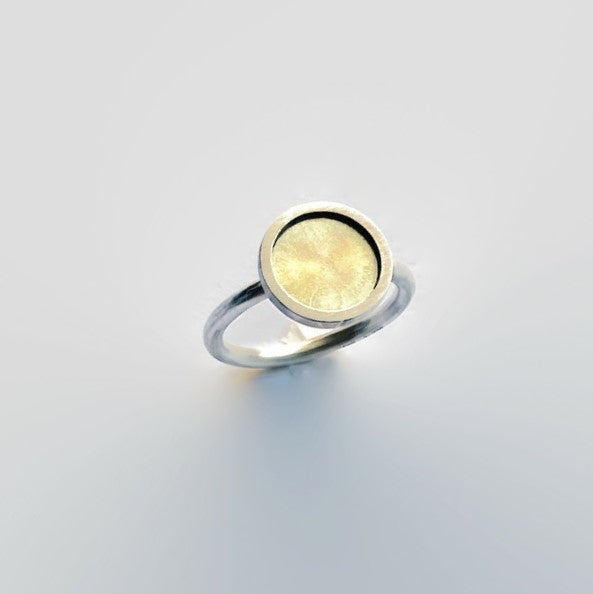 Combination Matte Sterling Silver925 & 10K Gold Round / Symbol of