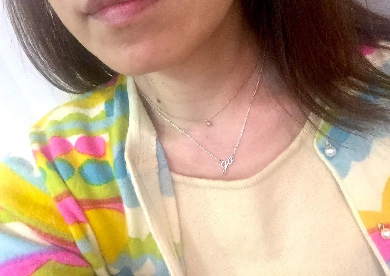 Sterling Silver925 "GO" Pendant & Silver Necklace Chain