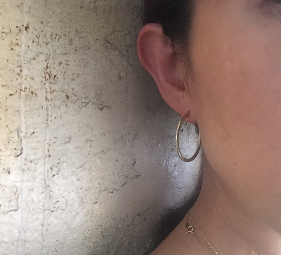 Sterling Silver925 / Brass 2.0 Hammered Hoop Earring