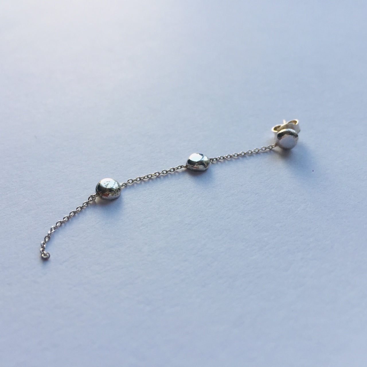 Sterling Silver925 Dangle Drip Drop Medium Long Earring For Pierced Ear  シルバー ミディアムロング 揺れるピアス