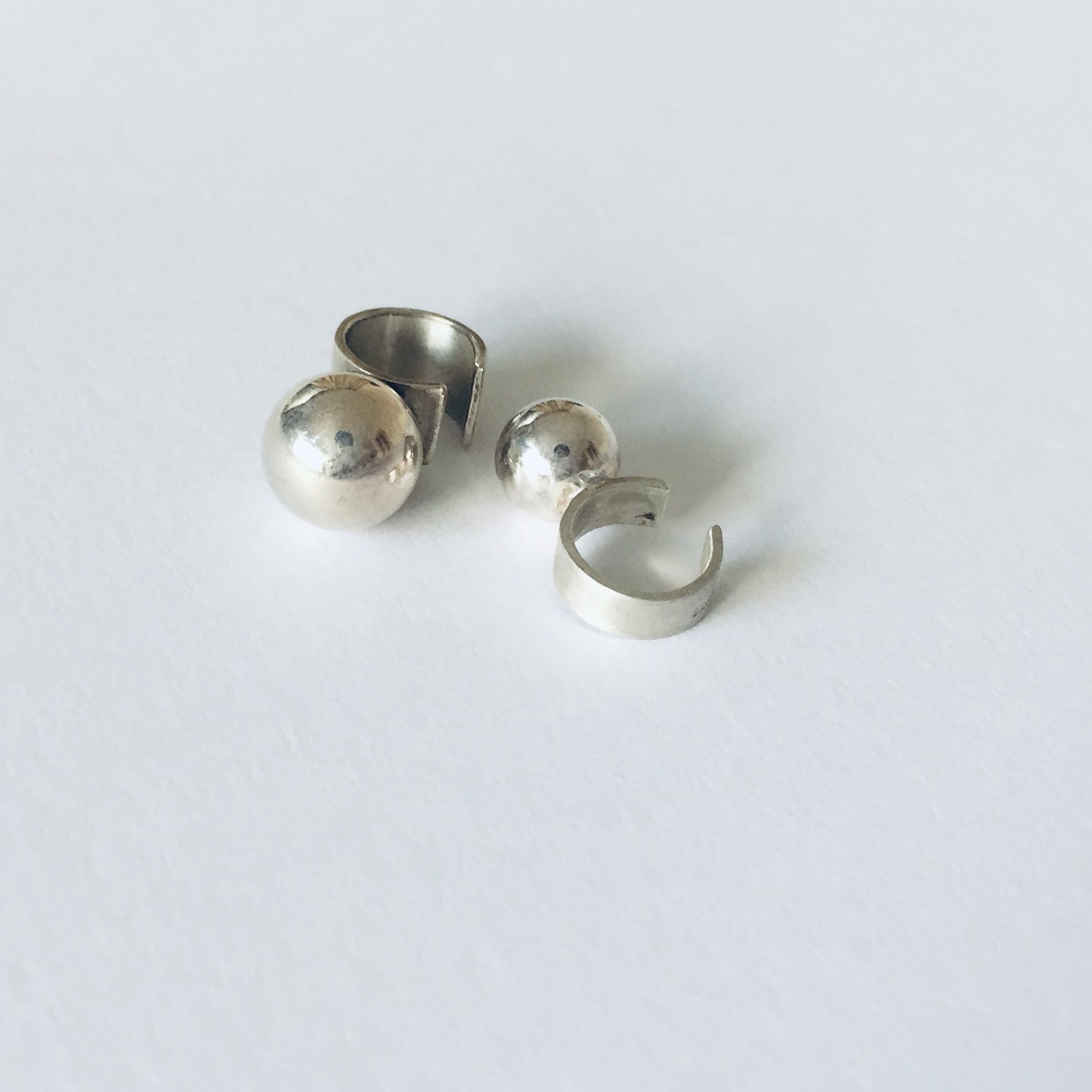 Adjustable Sterling Silver925 8.0 / 10.0 Ball on Matte Finish Sterling  Silver925 Ear Cuff For Men & Women シルバー ユニセックス ボール イヤカフ