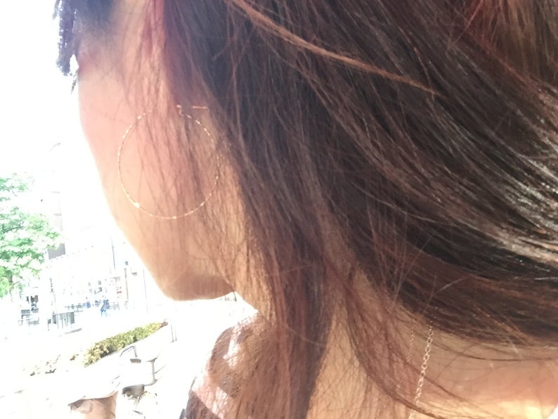 18K Yellow Gold Beaded Beads Hoop Earring