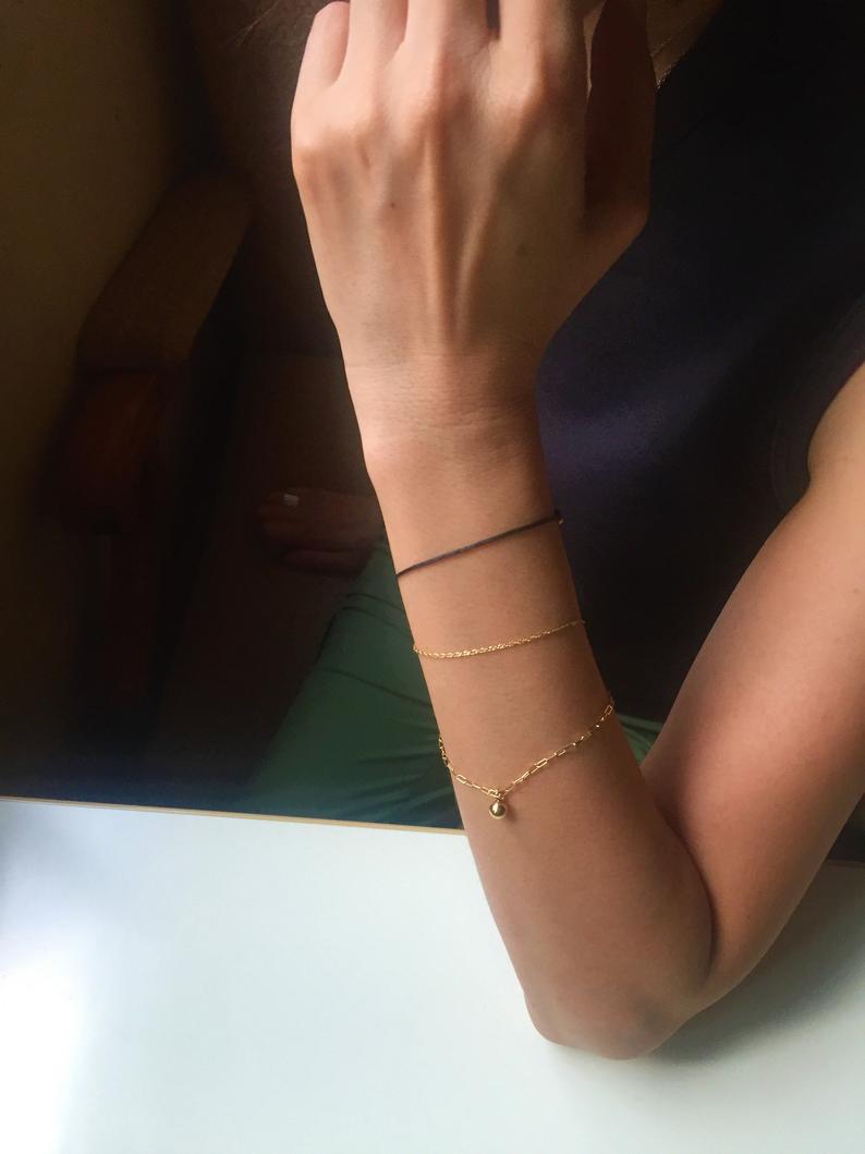 【在庫限りで終了】K18ゴールド・ボール・チャーム・ブレスレット