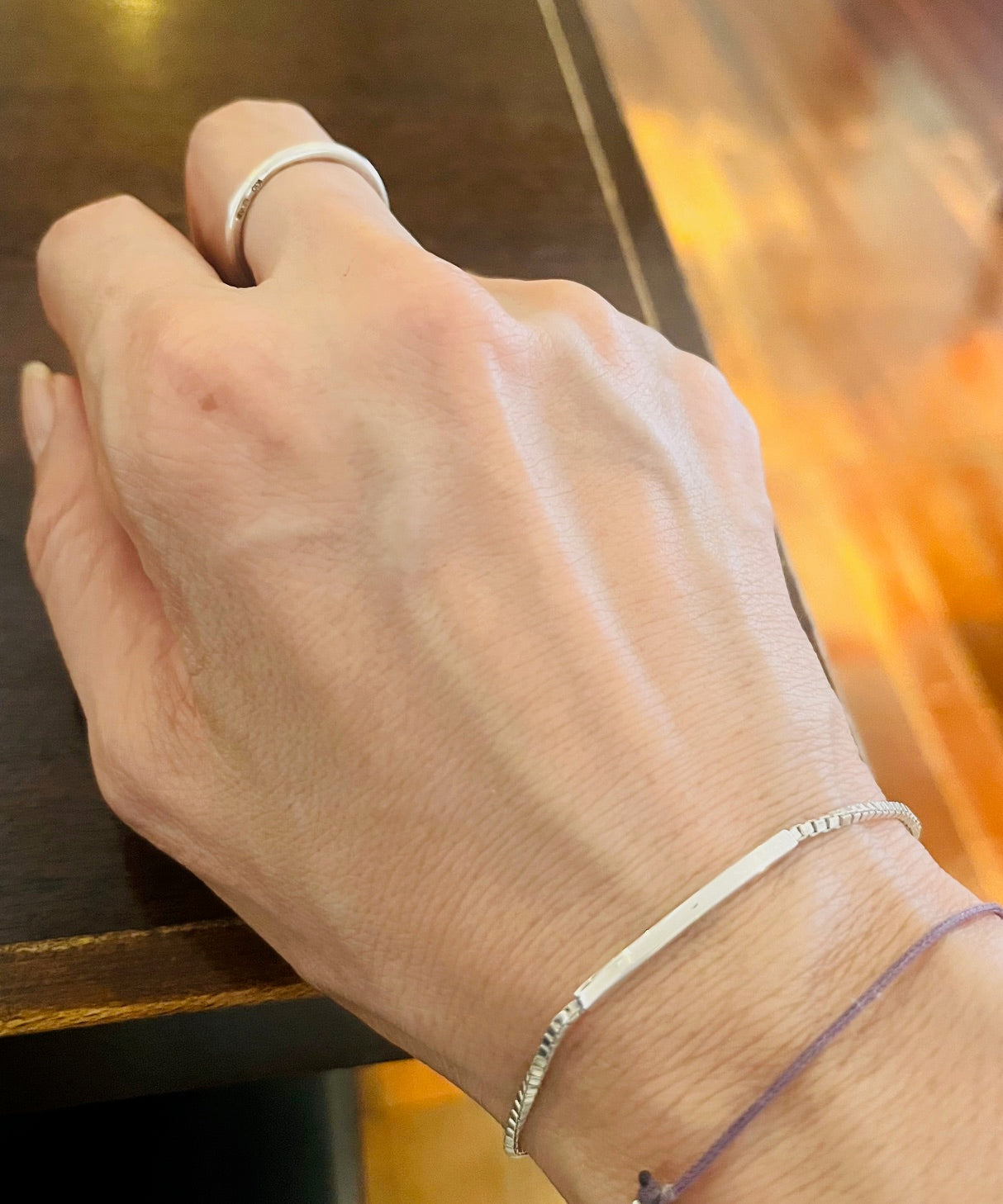 Sterling Silver925 Bar and Venetian Chain Bracelet For Men & Women [ Unisex ]