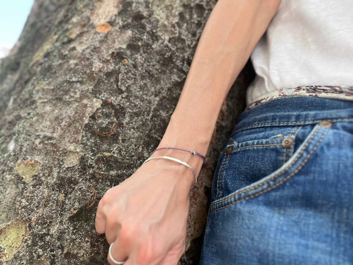 Sterling Silver925 Bar and Venetian Chain Bracelet For Men & Women [ Unisex ]