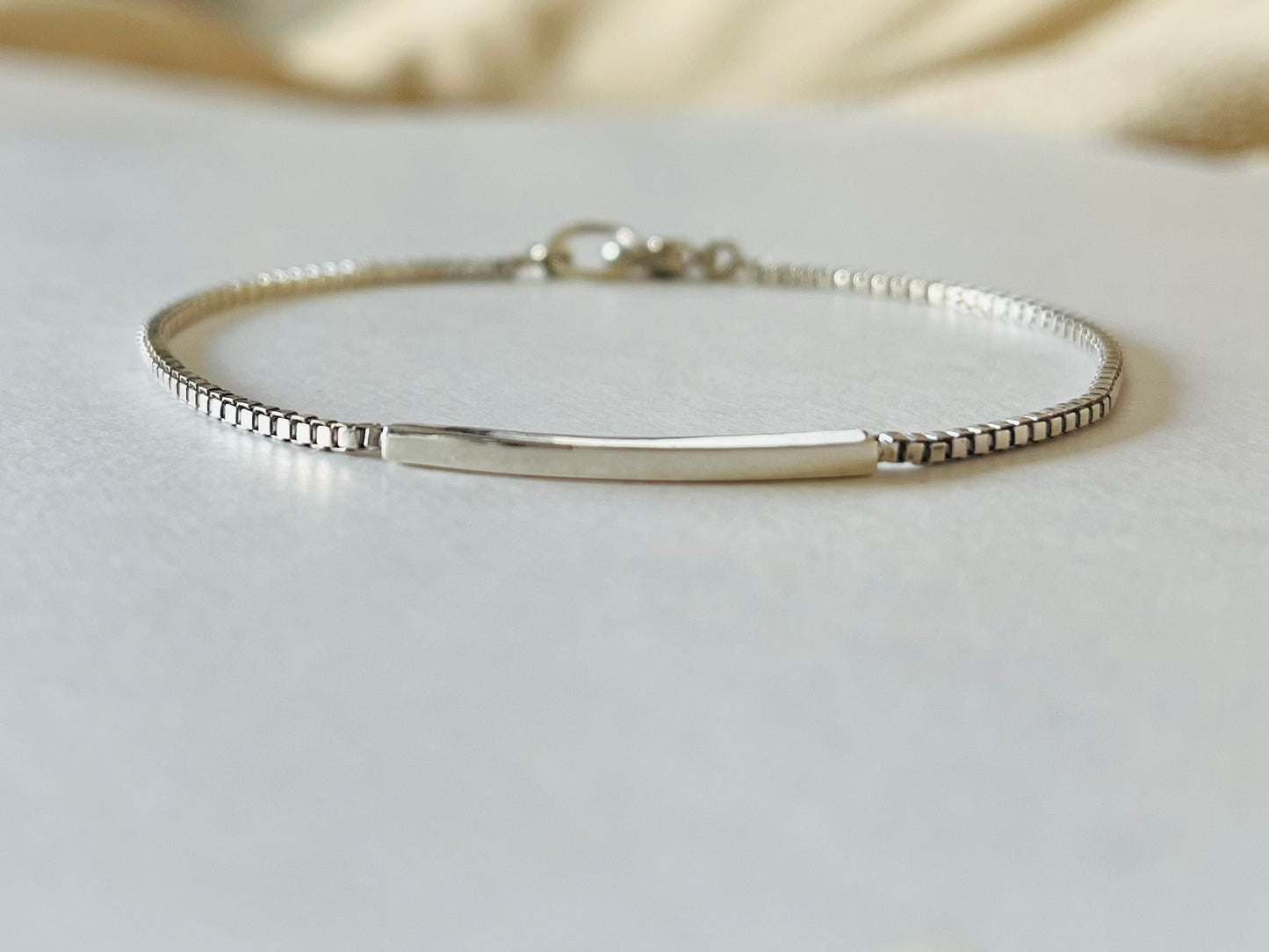 Sterling Silver925 Bar and Venetian Chain Bracelet For Men & Women [ Unisex ]