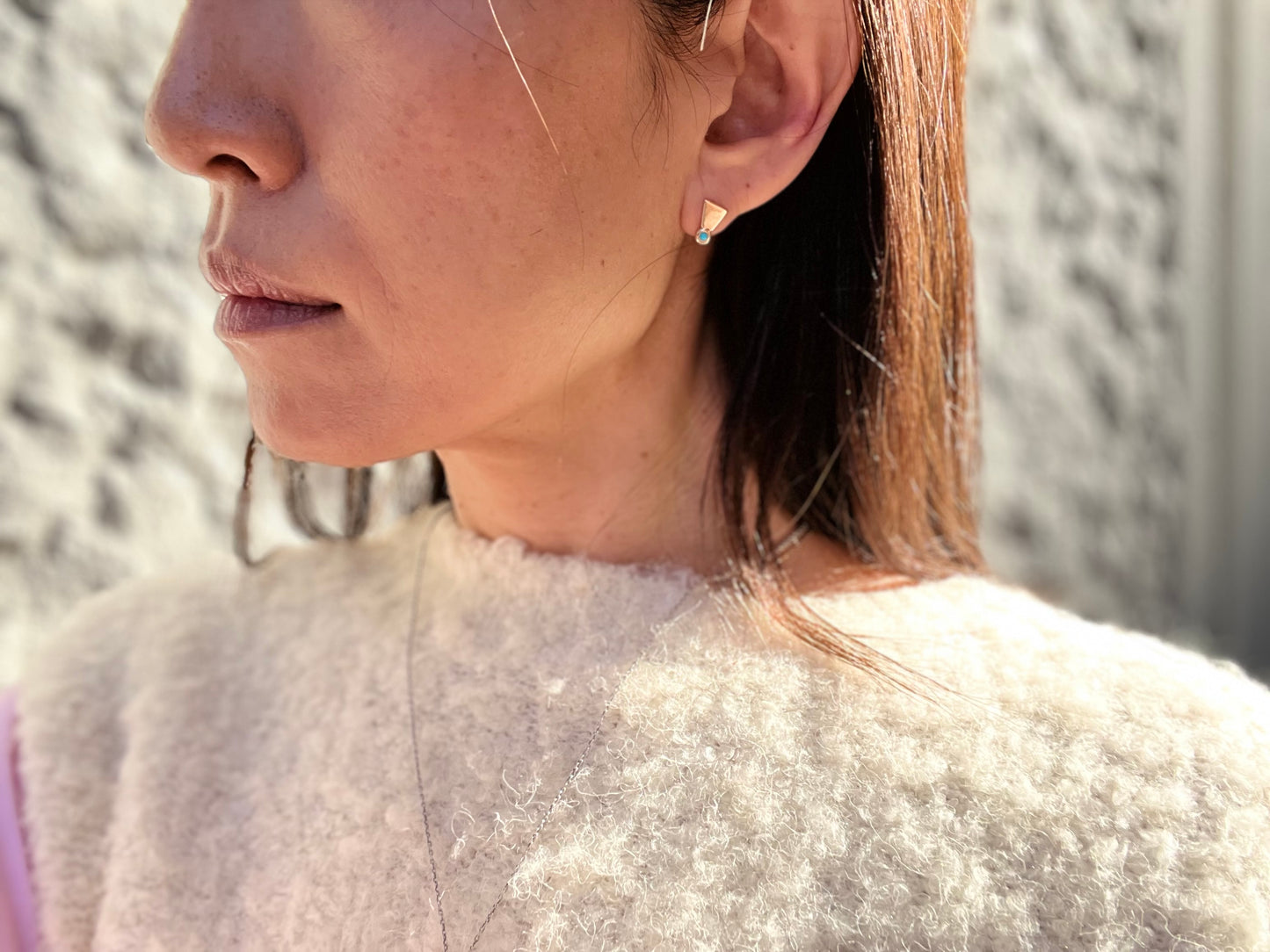 K10ゴールドとターコイズ“A Happy Exclamation”ピアス・12種類の天然石・誕生石より選べるピアス