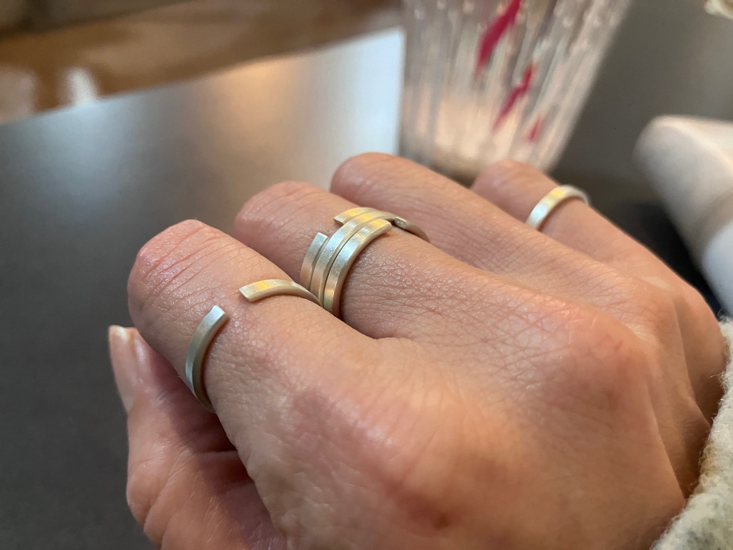 Adjustable Freely Sterling Silver925 Ring with Matte Finish For Men & Women 艶消し・シルバー ユニセックス 調節可能 フリーリング