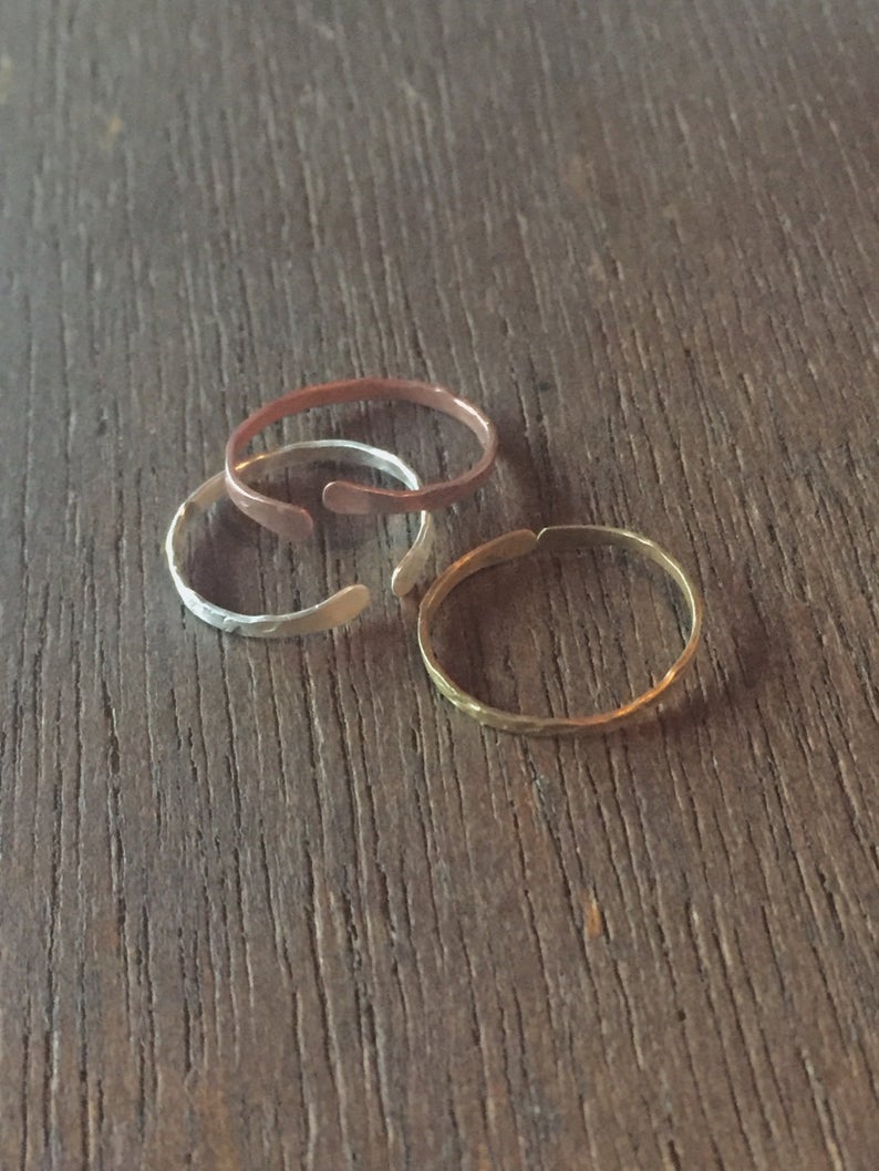 Adjustable / Engravable / Hammered Silver / Brass / Copper Toe Ring 調節可能 トーリング シルバー・真鍮・銅  ユニセックス