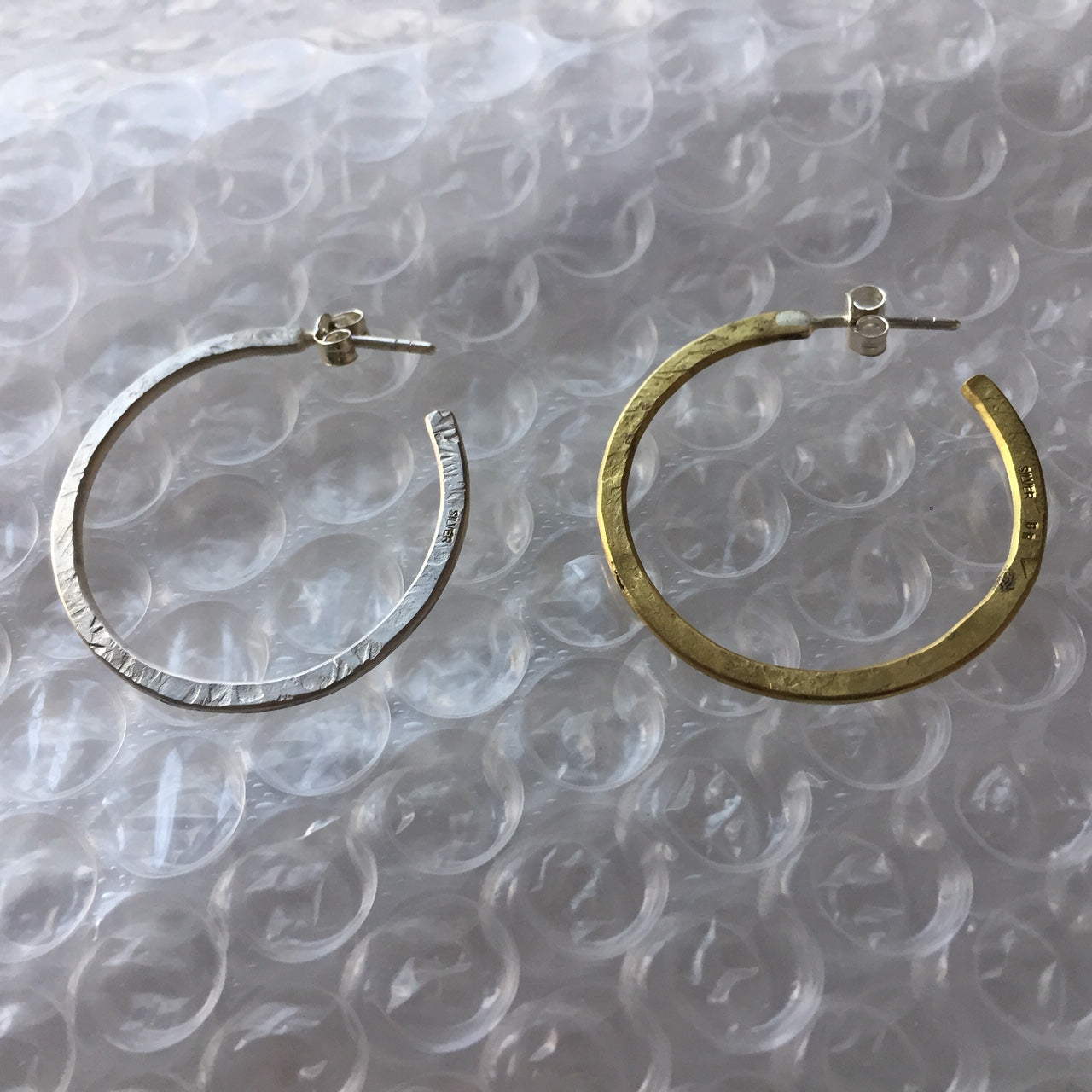 Sterling Silver925 / Brass 2.0 Hammered Hoop Earring シルバー 真鍮 槌目 フープピアス