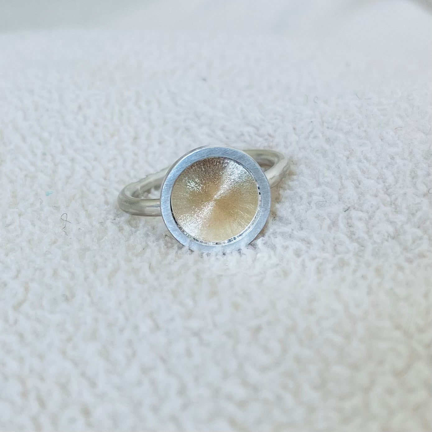 Combination Matte Sterling Silver925 & 10K Gold Round / Symbol of The Sun Ring For Women コンビネーション・シルバー・ゴールドリング