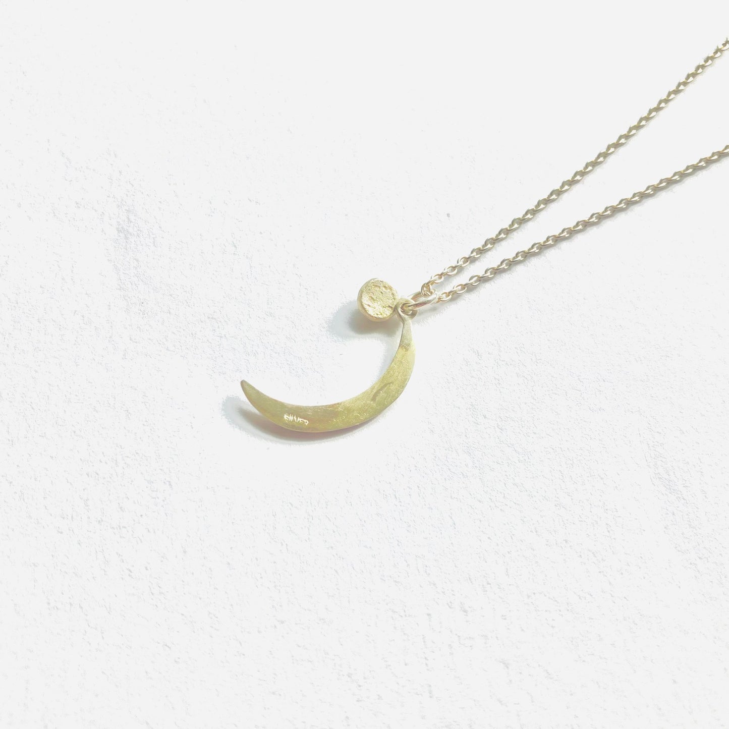 Combination 18K Gold Bead Based on Silver925 Flattened Ball Sun & Silver New Moon Pendant Necklace For Women コンビネーション・シルバー・ゴールドネックレス