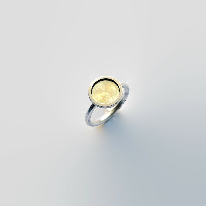 Combination Matte Sterling Silver925 & 10K Gold Round / Symbol of The Sun Ring For Women コンビネーション・シルバー・ゴールドリング