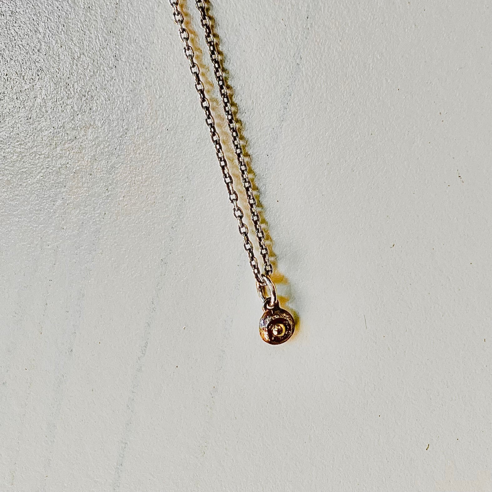 Combination 18K Gold Bead Based on Silver925 Flattened Ball Charm / Pendant  with Sterling Silver Chain For Women コンビネーション・シルバー・ゴールド・チャームネックレス