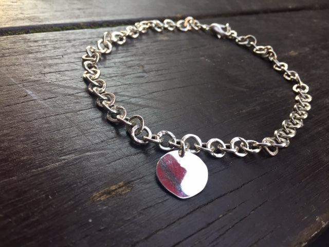 Sterling Silver925 Unique Coin / Medallion Charm & Circle Link Chain Necklace / Choker For Men &Women ユニセックス・シルバー・コインモチーフ・リンクチェーン・ネックレス・チョーカー・チャンキー・ストリート・ハードウェア