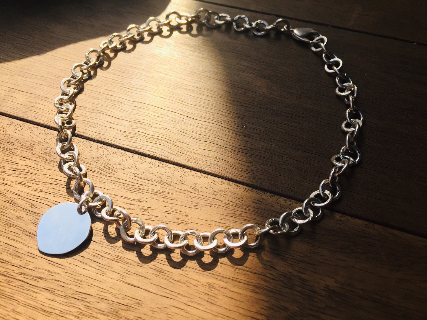 Sterling Silver925 Unique Coin / Medallion Charm & Circle Link Chain Necklace / Choker For Men &Women ユニセックス・シルバー・コインモチーフ・リンクチェーン・ネックレス・チョーカー・チャンキー・ストリート・ハードウェア