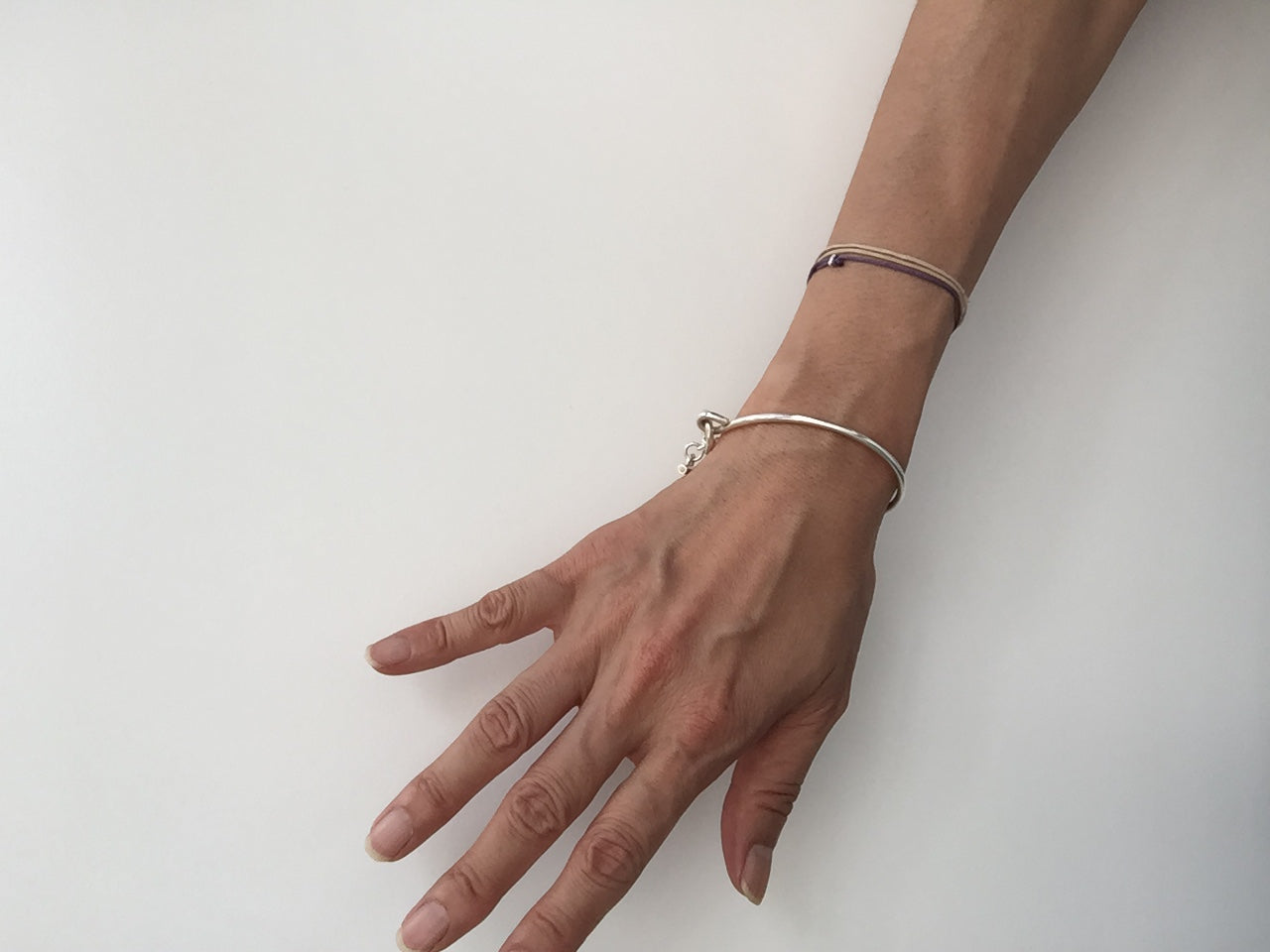 Sterling Silver925 Unique Curve & Chain Bracelet with Mantel ユニセックス・マンテル・シルバーブレスレット