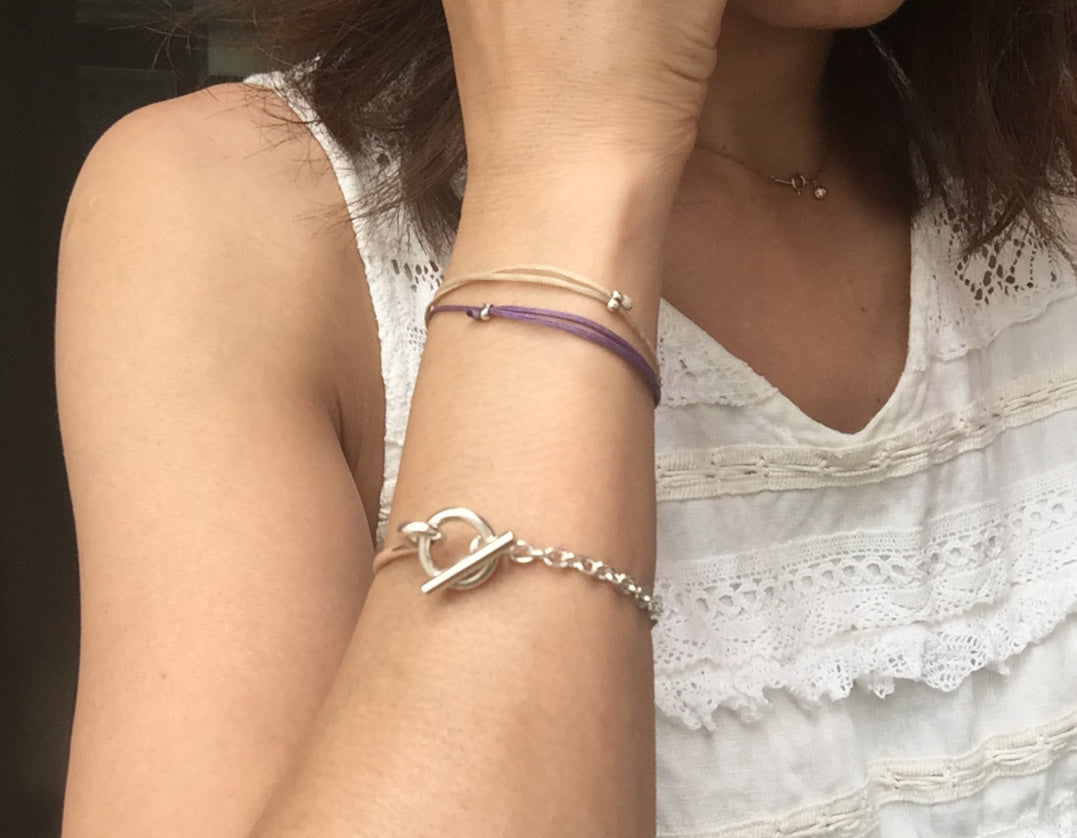 Sterling Silver925 Unique Curve & Chain Bracelet with Mantel  ユニセックス・マンテル・シルバーブレスレット