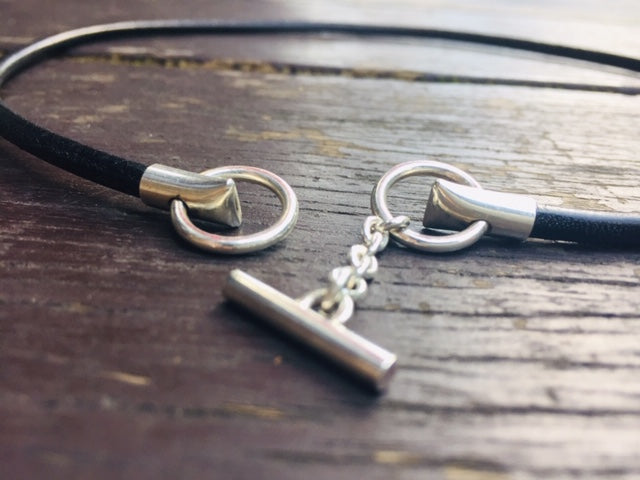 Combination Sterling Silver925 Bit and Natural Leather Cord Choker For Men & Women ユニセックス・本革・シルバー・馬具銜・レザーチョーカー