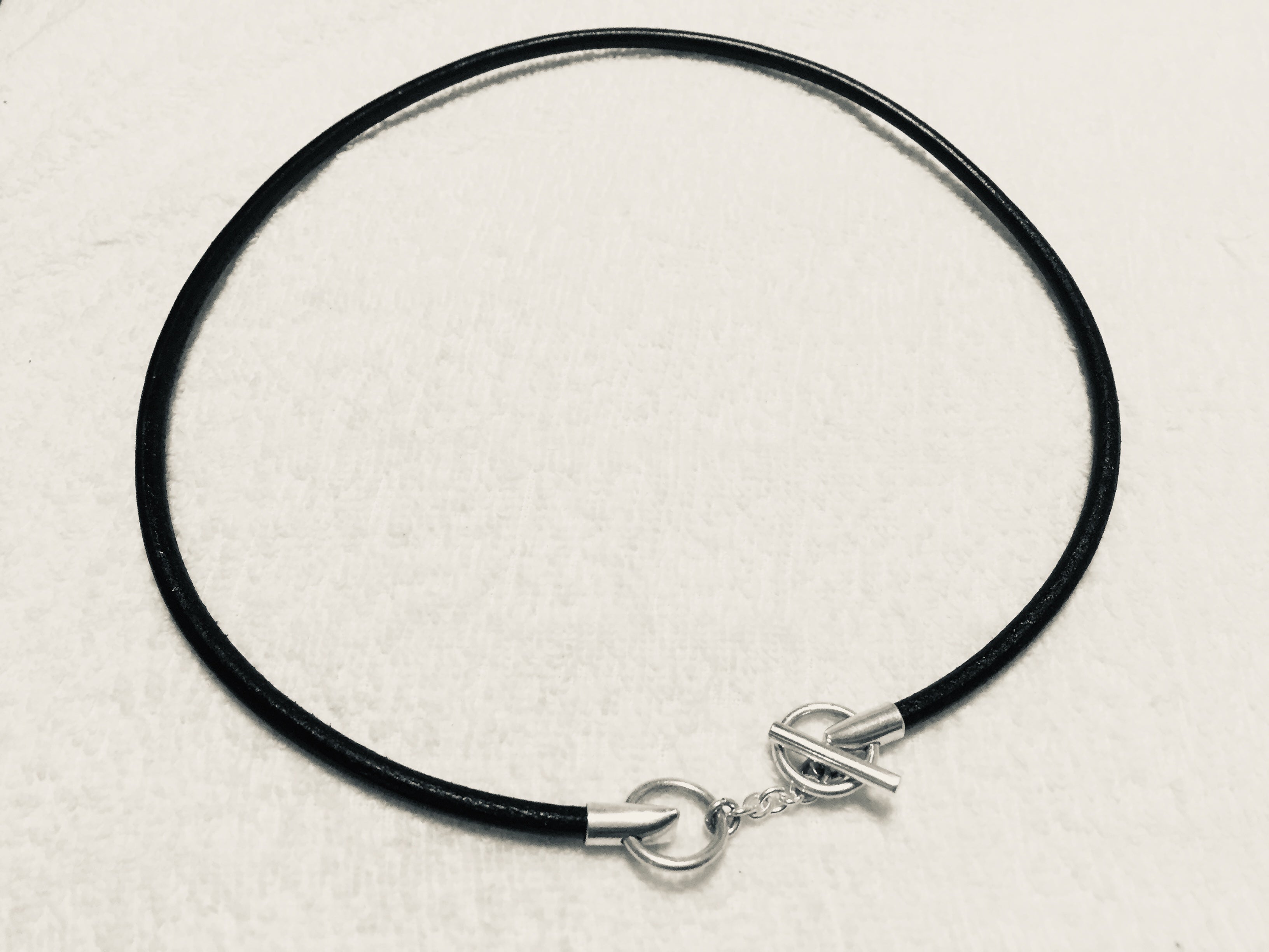 Combination Sterling Silver925 Bit and Natural Leather Cord Choker For Men  & Women ユニセックス・本革・シルバー・馬具銜・レザーチョーカー
