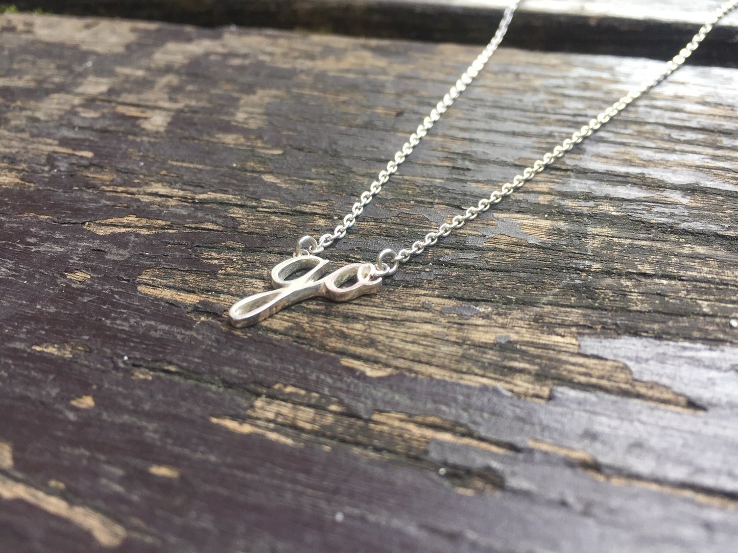 Sterling Silver925 "GO" Pendant & Silver Necklace Chain シルバー・筆記体・オトナ・ネックレス
