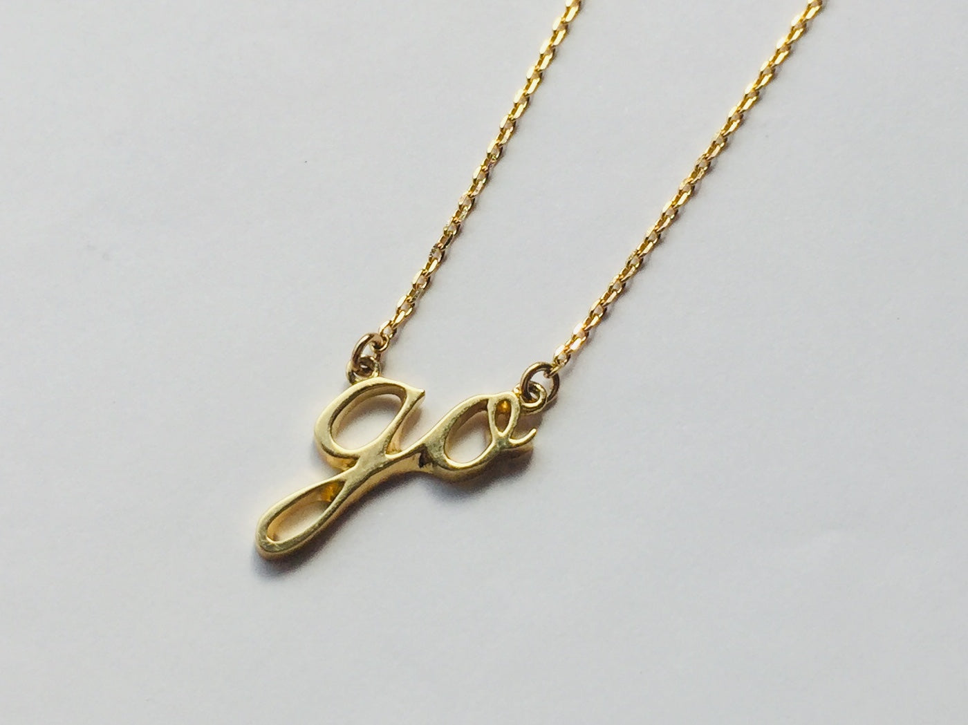 K Gold "GO" Pendant & K Gold Necklace Chain K レター