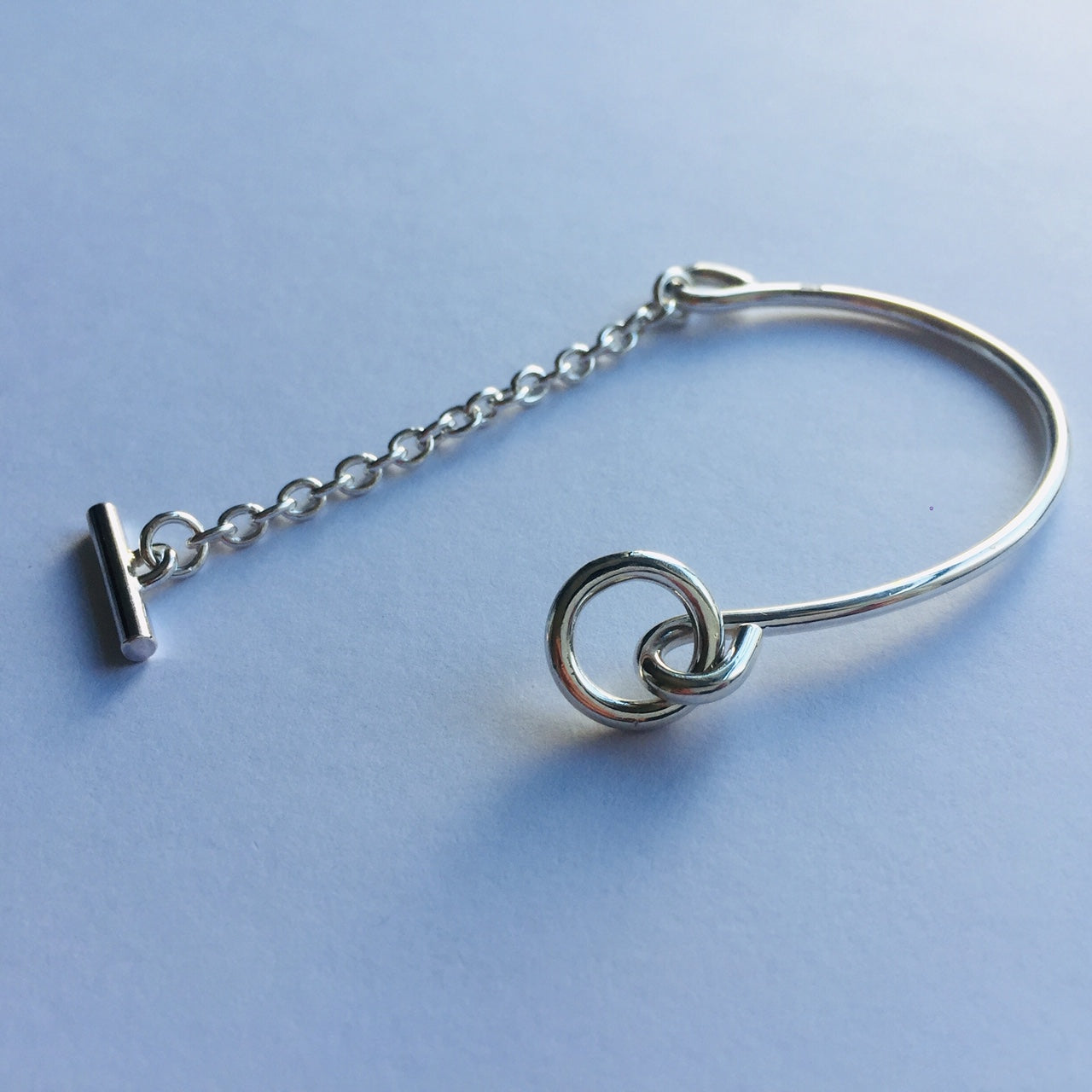 Sterling Silver925 Unique Curve & Chain Bracelet with Mantel ユニセックス・マンテル・シルバーブレスレット