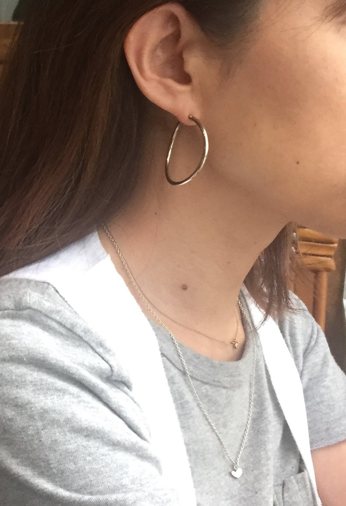 Thick Tube Pipe / Curl / Inward & Outward Silver925 Shiny Medium Large Hoop  with Lever-side Earring For Women シルバー カール ２Ways 内巻 外巻 フープピアス