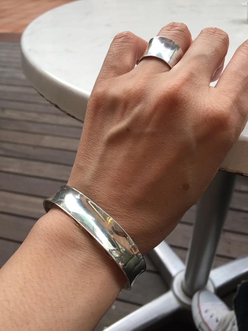 Sterling Silver925 Bulky Concave Ring / Band For Men & Women  ユニセックス・シルバー・幅広・リング・バンド