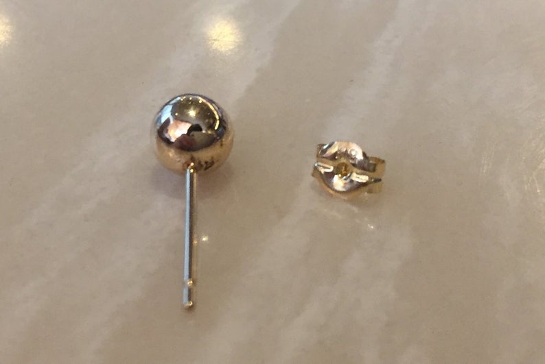 18K Gold Ball / Sphere / Globe Stud Earring For Men & Women K18 ゴールドボール  タイムレス・ユニセックス・片耳ピアス