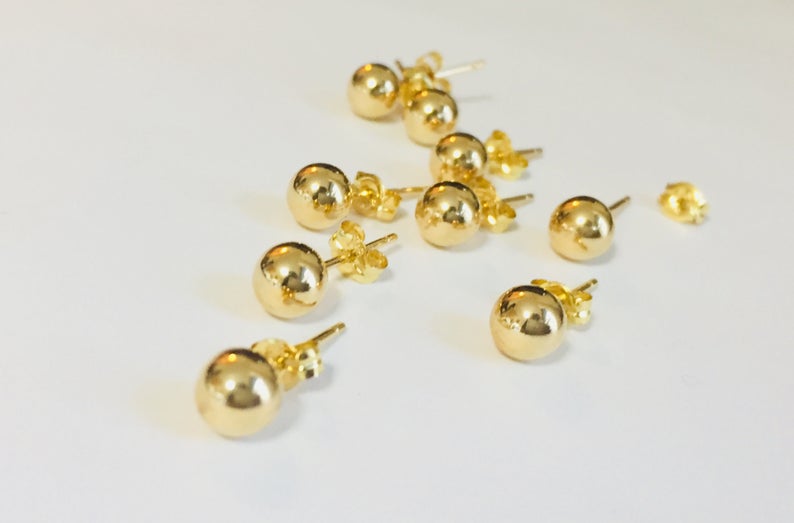 18K Gold Ball / Sphere / Globe Stud Earring For Men & Women K18 ゴールドボール タイムレス・ユニセックス・片耳ピアス