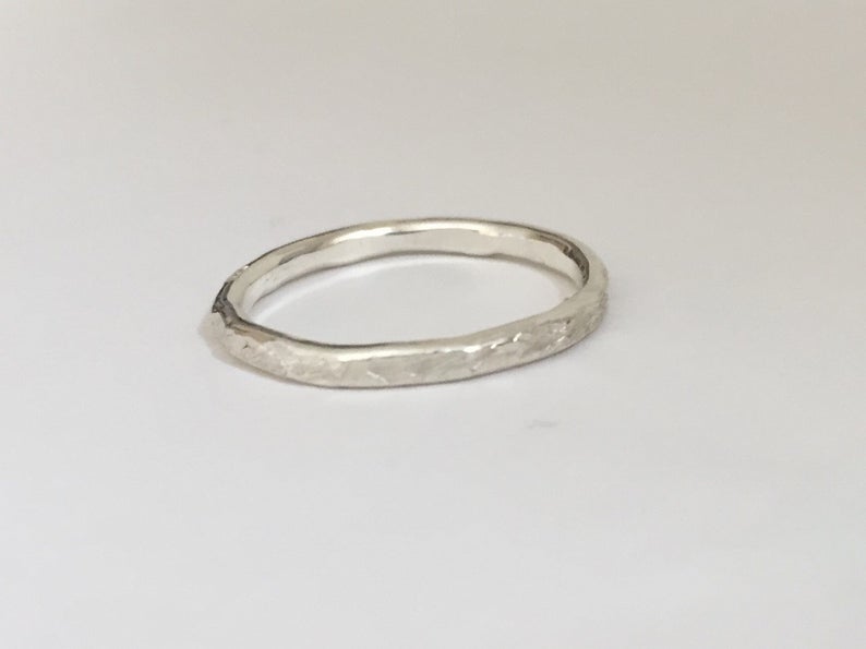 2.0mm Simple Sterling Silver925 Hammered Loop Ring For Men & Women ユニセックス・槌目・シルバーリング