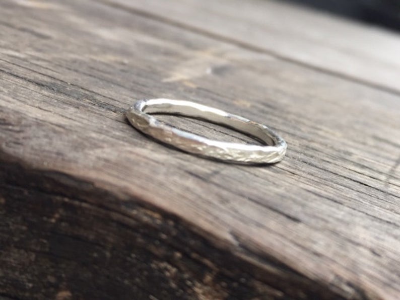 2.0mm Simple Sterling Silver925 Hammered Loop Ring For Men & Women ユニセックス・槌目・シルバーリング